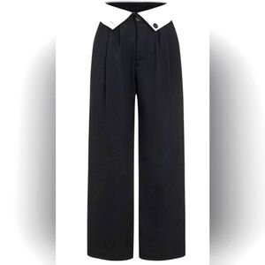 MICAS Basic Contrast High Waist Wide Leg Trousers. Size L. NWT